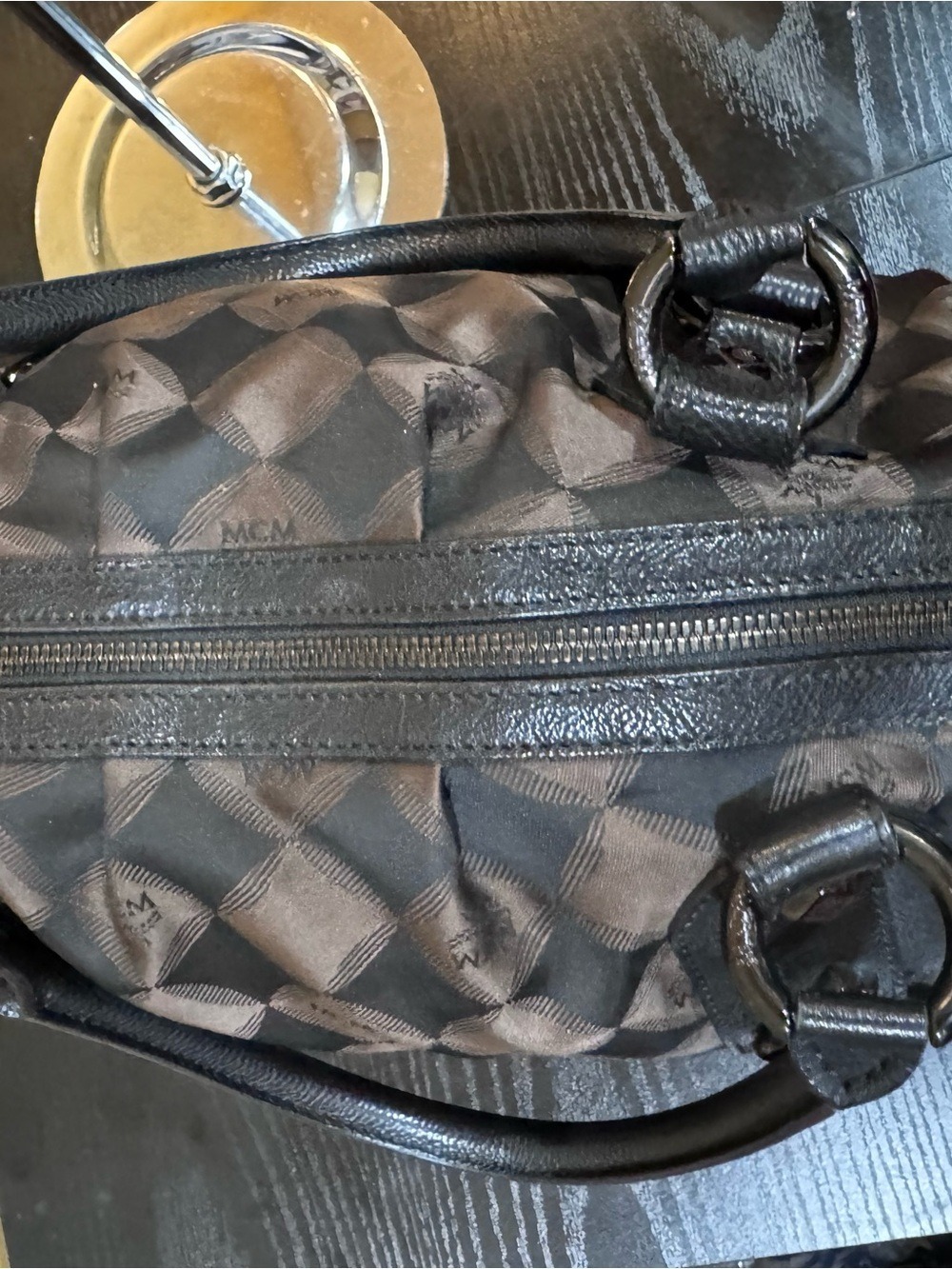 MCM Harlequin Diamond Signature Jacquard Canvas and Leather Satchel - Picture 10 of 15